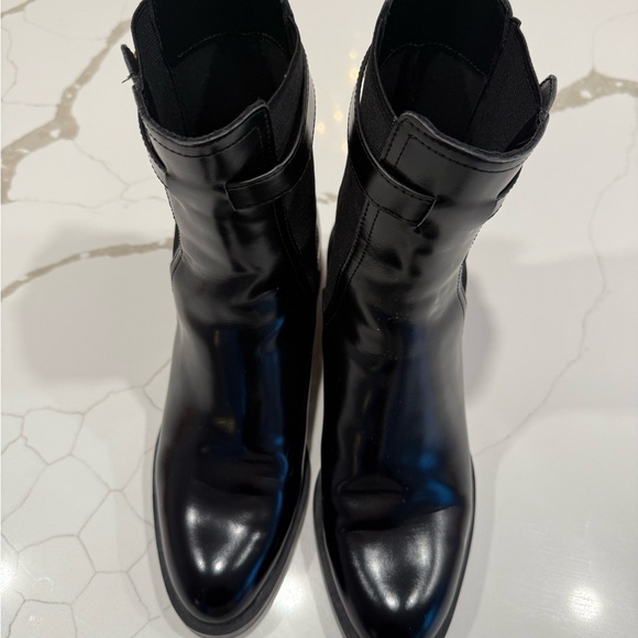 Zara Black Ankle Boots with Gold Buckle - Picture 4 of 8